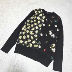 DEREK LAM 花柄長袖ニット シルク混セーター　S
