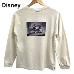 ディズニー　ロンT　ホワイト　バックプリント　キャラクター　レディース　丸首