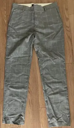 H&M スリムフィット グレー チェック柄 スラックス US29S パンツ