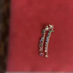 スワロフスキーカラフルストーン チェーンピアス