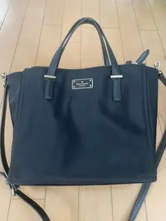 美品 ケイトスペード 2wayバッグ 三つ口 ナイロン 黒