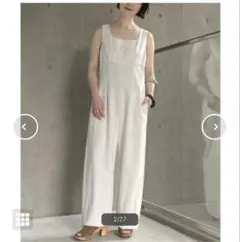 maison IENAコンパクトツイルサロペット 38サイズ ナチュラル