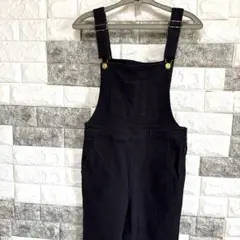 美品【e/s エマスライ】サロペット・オーバーオールデニムストレッチS黒可愛い