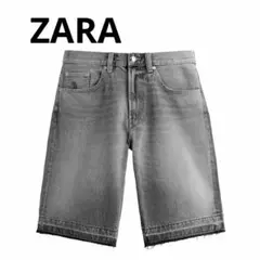 新品 ZARA バギーフィット デニム フリンジ ハーフパンツ サイズ 40のサムネイル
