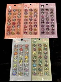 おはじきふうシール　ハローキティ　マイメロ　クロミ　シナモロール　ハンギョドン