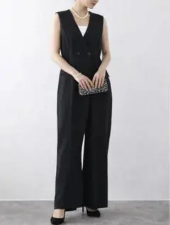 【新品・タグ付】フロント釦リネンライクオールインワン/ボンジュールサガン