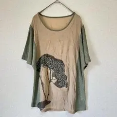 INNOCENTE アートプリント 半袖Tシャツ ベージュ グリーン M-Lのサムネイル