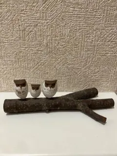 木製フクロウの置物 3個セット