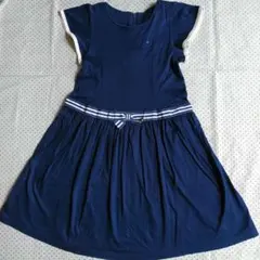 120 組曲　クミキョク　ネイビー 半袖 フレアワンピース
