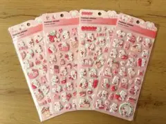 【新品】うさぎ いちご ぷくぷくシール 4枚セット