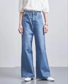 UNITED ARROWS デニム ワイドパンツ W コバルトブルー 38のサムネイル