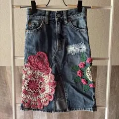 MUCHACHA ムチャチャ　デニムスカート クロシェ編み装飾のサムネイル