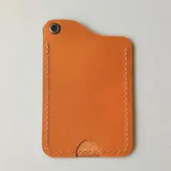 本革パスケース 定期入れ ICカード カードケース キャメル ハンドメイド