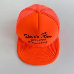 海外古着 プリント 企業 メッシュキャップ トラッカー 帽子 オレンジ