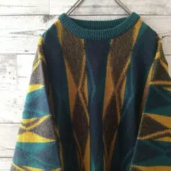 人気カラー☆お洒落デザイン 総柄ニット デザインニット セーター マルチカラー