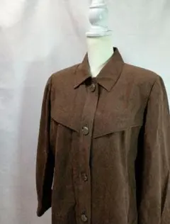 【〜11/2】昭和レトロシャツジャケット　Ｌサイズブラウン　ヴィンテージ