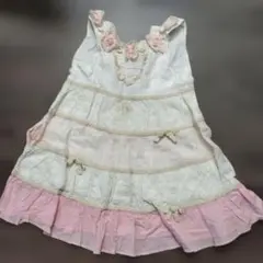 キッズ ノースリーブワンピース ピンク ホワイトのサムネイル