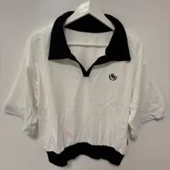 Lサイズ ポロシャツスタイル クロップド丈 襟付き 半袖