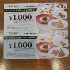 オークラホテル丸亀 優待券 1,000円券×2枚