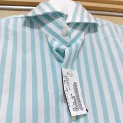 新品 スーツセレクト シャツ M80 ミントブルーストライプ 形態安定 綿