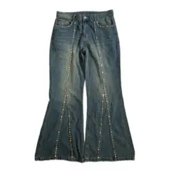 00s y2k グランジ　フレアデニム　ワイド　ブーツカット　スタッズ　モード