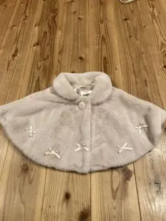 淡いピンク リボン付き フリースポンチョ Fサイズ