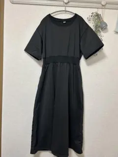 NNB ブラック 半袖ロングワンピース XXL