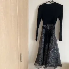 【美品】ミッシュマッシュ バリエーションレースドッキングワンピース 黒　F