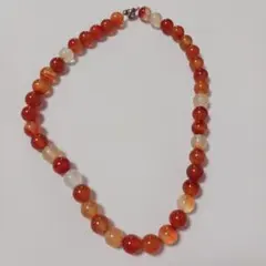 オレンジ赤天然石幸運ネックレス
