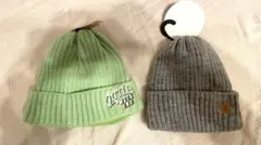 ニット帽2点セット（グリーン・グレー）