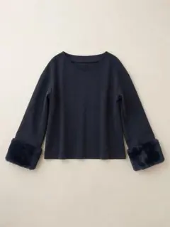【美品】ESPRITMUR エスプリミュール 手首ファー プルオーバー 紺