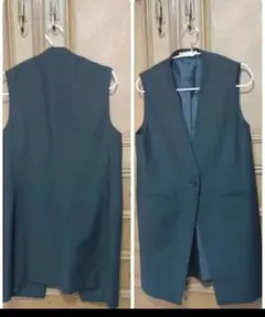 ロング ベスト ジレ 黒 ベーシック エレガント