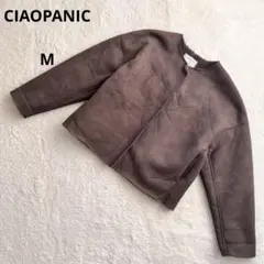 チャオパニック フェイクムートンノーカラージャケット ボアコート　スエード裏起毛