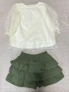 女の子 120 夏服上下セット GU チュールブラウス 西松屋 フリルキュロット
