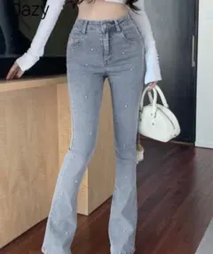 Dazy パール付きフレアデニム