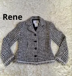 Rene ルネ 千鳥格子柄 ツイードジャケット TISSUE社 フリンジ