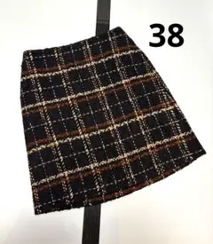 ロペ　チェックスカート　ウール混