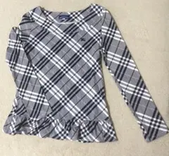 美品バーバリーブルーレーベルカットソーフリル　ノバチェック ホースロゴ刺繍　M