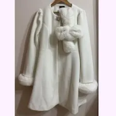 evelynエブリン ビジューコート ティペット付き ホワイト 白 Mサイズ