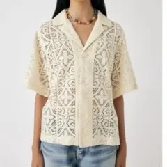moussy マウジー　PANEL LACE HALF SLEEVE SHIRT