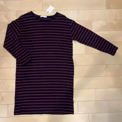 【新品】chocol raffine ストライプワンピース Fサイズ 紺ボルドー