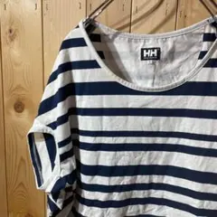 AE6095 HELLY HANSEN ドルマン半袖Tシャツ ネイビーボーダーのサムネイル