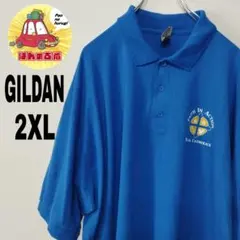 usa古着 GILDAN 半袖ポロシャツ　2XL ブルー　十字架　キリストのサムネイル