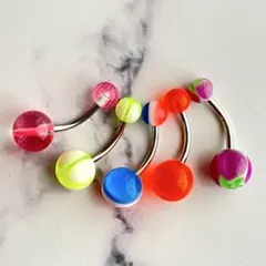 2:ボディピアス へそピアス バナナバーベル5本セット 14ゲージ ランダム発送