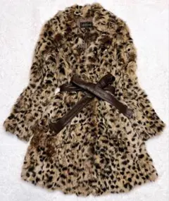 JILLSTUART ジルスチュアート ヒョウ柄ファーコート ベルト付き