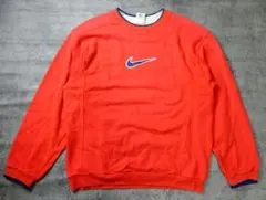 希少デザイン☆90s USA製 ナイキ 刺繍 センターロゴ スウェット XL
