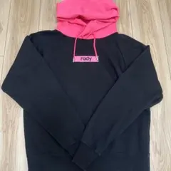 rady フード付きパーカー 黒/ピンク