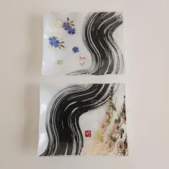 詩仙堂　角皿　２枚　記念皿　絵皿　器　非売品　ヒトシタムラ