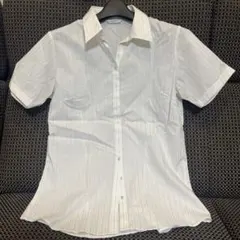 未使用 PERSON'S ホワイト ストライプ 半袖シャツ