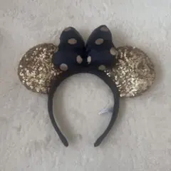 ディズニー カチューシャ ミニーちゃん黒金水玉